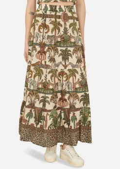 Yumi White Cotton Voile Safari Midi Skirt