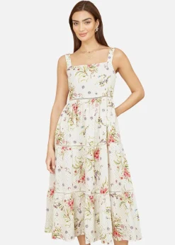 Yumi White Floral Broderie Anglaise Midi Sun Dress