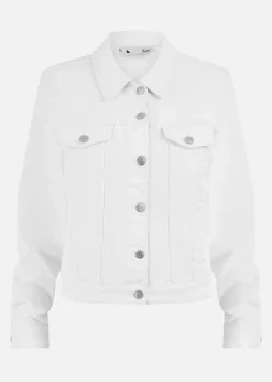 Yumi White Stretch Cotton Denim Jacket
